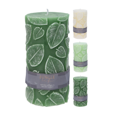 Vela verde con estampado de hojas