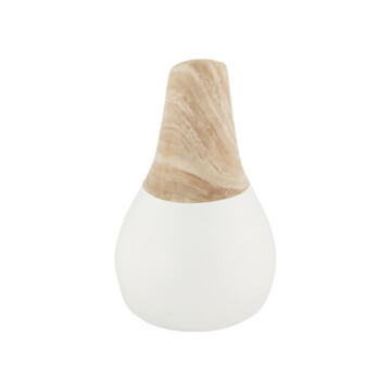 Jarrón de madera paulownia blanco 18x28 cm