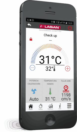 Pantalla de control de calefacción en móvil