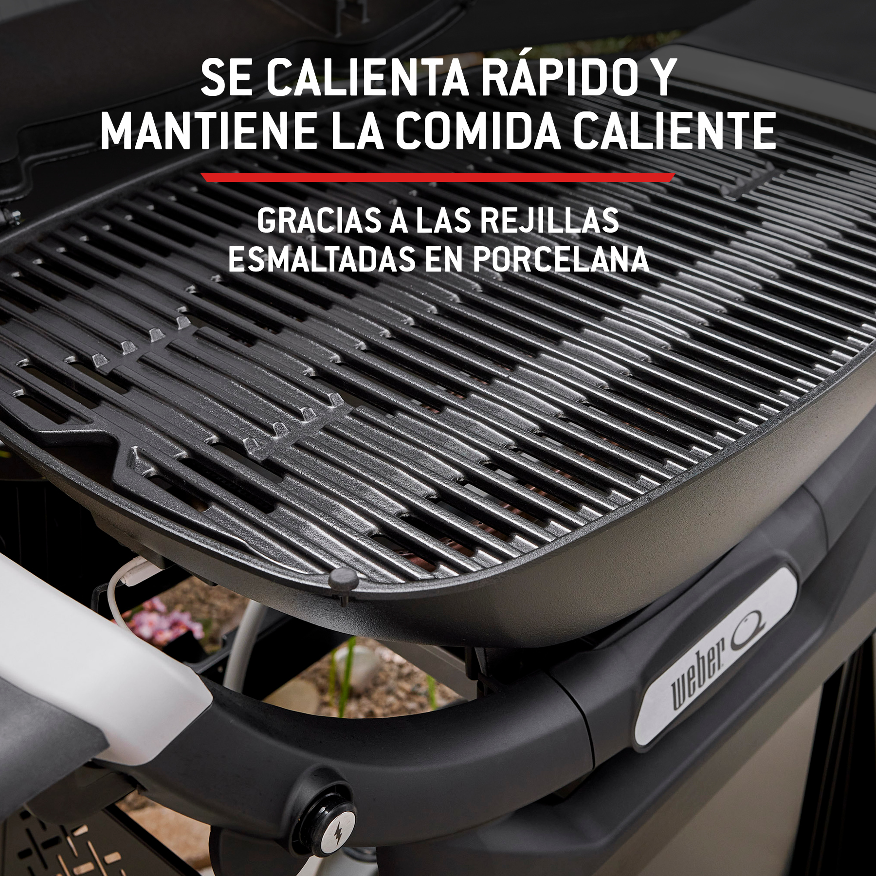 Parrilla de gas con rejillas esmaltadas en porcelana