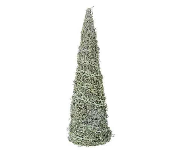 Árbol de navidad artificial de musgo verde cónico.