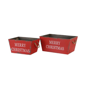Cestas rojas con texto Merry Christmas navideñas