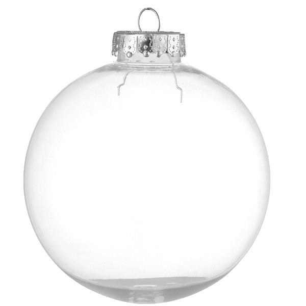 Bola de Navidad transparente con tapa plateada.