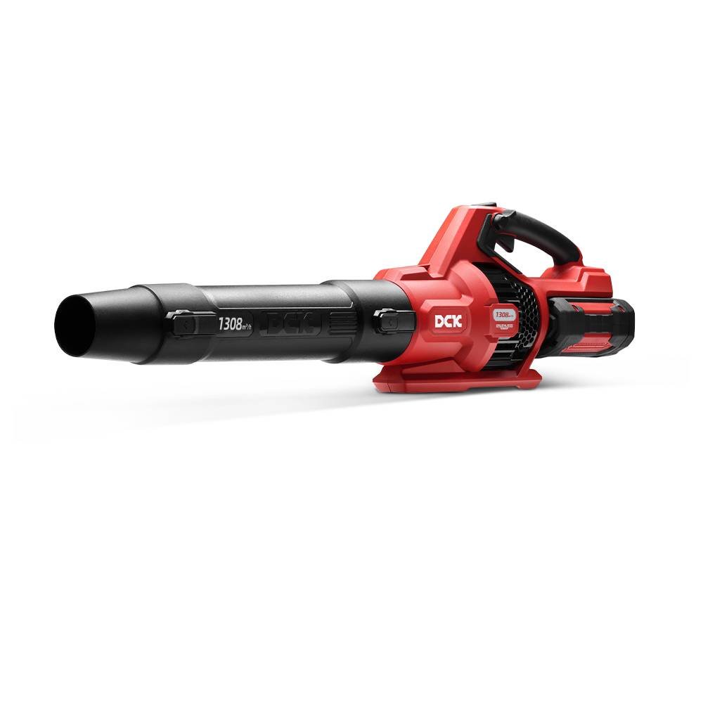 Soplador de hojas inalámbrico rojo y negro