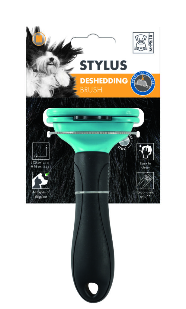 m pets 10119999 stylus deshedding brush m #01 bis vector.indd